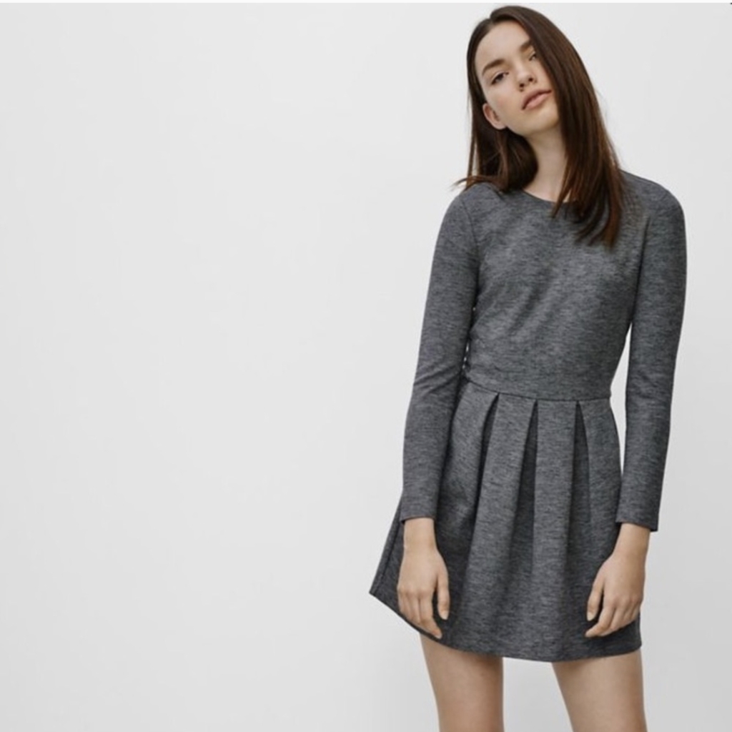 Wilfred Artizia Tartine Gray Long Sleeve Back Zip Dress - Size 4
